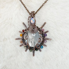 Load image into Gallery viewer, Opal x Rare White Topaz x Rainbow Tourmaline Sun Pendant
