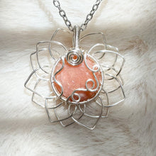 Load image into Gallery viewer, Peach Moonstone Sunflower Pendant
