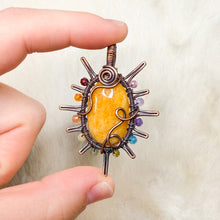 Load image into Gallery viewer, Yellow Aquamarine x Rainbow Tourmaline Sun Pendant
