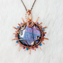 Load image into Gallery viewer, Opal x Labradorite x Tourmaline Beaded Sun Pendant
