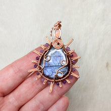 Load image into Gallery viewer, Opal x Labradorite x Amethyst beaded Sun Pendant
