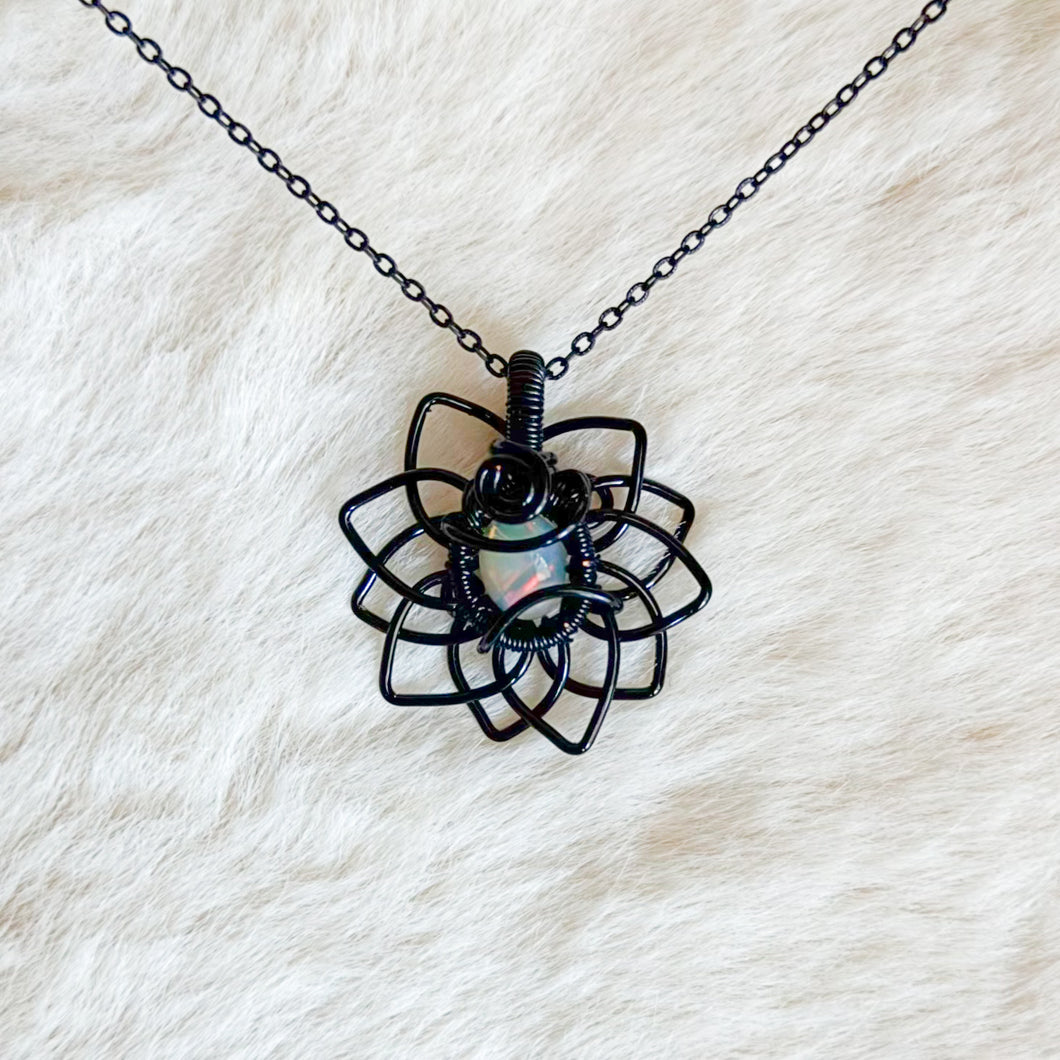 Ethiopian Opal Sunflower Pendant