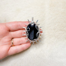 Load image into Gallery viewer, Black Agate Druzy Sun Pendant
