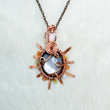 Load image into Gallery viewer, Opal x Peach Moonstone x Tourmaline Beaded Sun Pendant
