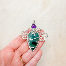 Load image into Gallery viewer, Amethyst x Serpentine Dragonfly Fairy Pendant
