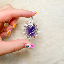 Load image into Gallery viewer, Amethyst x Bisexual Flag beaded Sun Pendant
