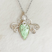 Load image into Gallery viewer, Rainbow Moonstone x Chrysoprase Dragonfly Fairy Pendant
