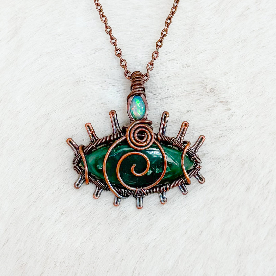 Opal x Green Chalcedony Eye Pendant