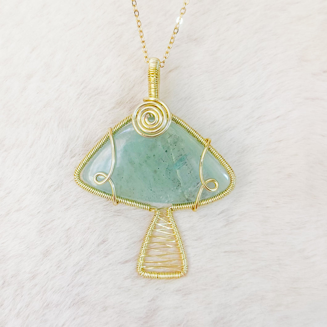 Aquamarine Mushroom Pendant