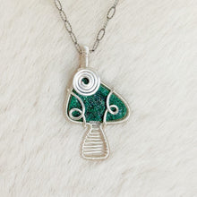 Load image into Gallery viewer, Malachite Druzy Mushroom Pendant
