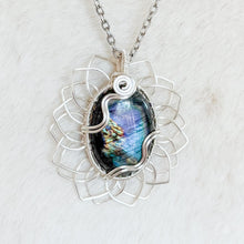 Load image into Gallery viewer, Labradorite Sunflower Pendant
