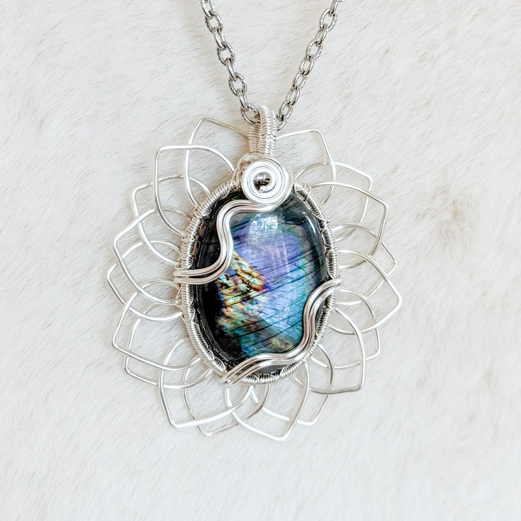 Labradorite Sunflower Pendant
