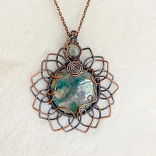 Load image into Gallery viewer, Moss Agate Double Sunflower Pendant

