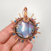 Load image into Gallery viewer, Opal x Labradorite x Tourmaline Beaded Sun Pendant
