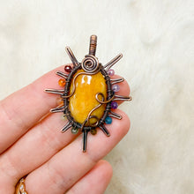 Load image into Gallery viewer, Yellow Aquamarine x Rainbow Tourmaline Sun Pendant
