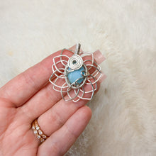 Load image into Gallery viewer, Mini Larimar Sunflower Pendant
