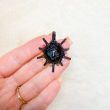 Load image into Gallery viewer, Moon Face x Rainbow Tourmaline beaded Sun Pendant
