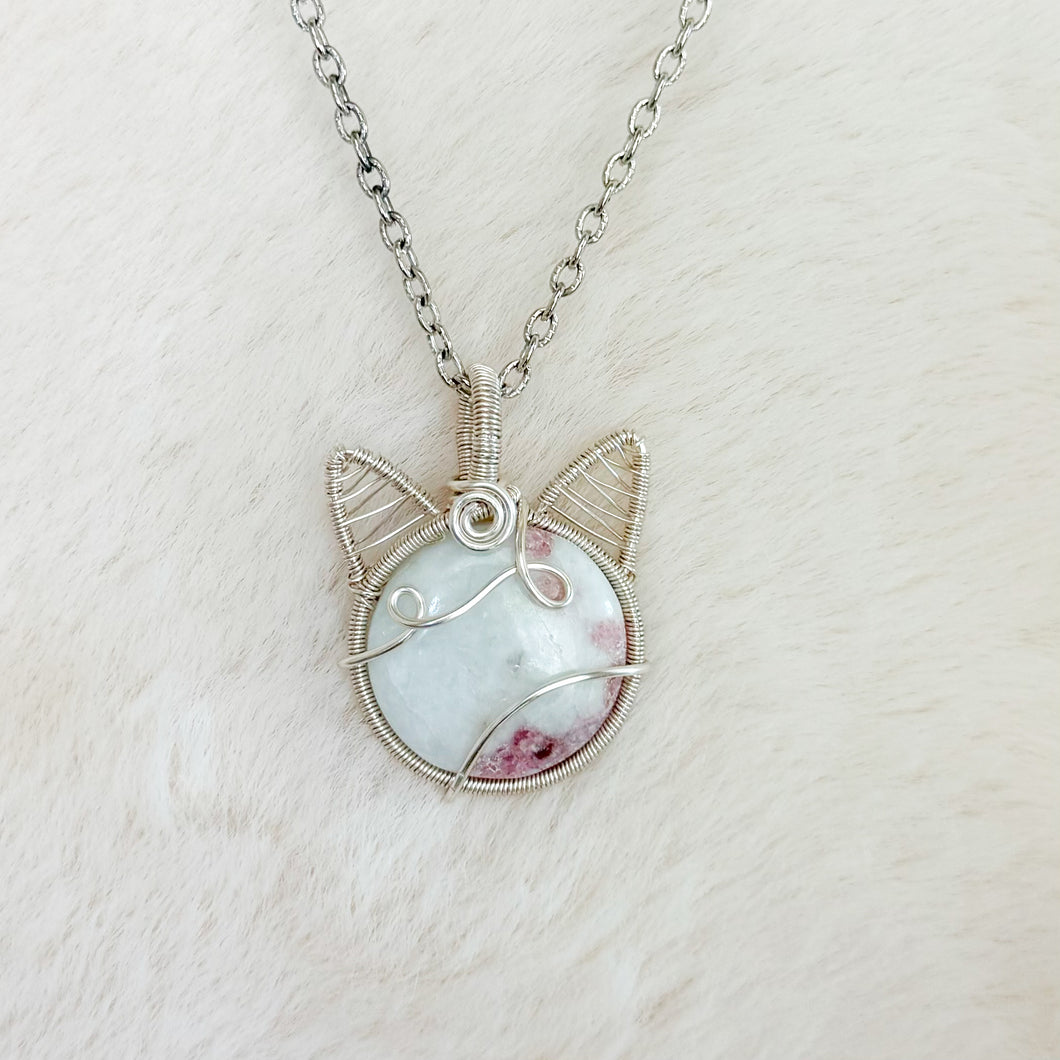 Pink Tourmaline Cat Pendant