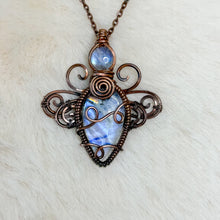Load image into Gallery viewer, Super High Quality Rainbow Moonstone Dragonfly Fairy Pendant
