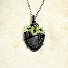 Load image into Gallery viewer, Rainbow Obsidian x Peridot BlackBerry Pendant
