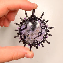 Load image into Gallery viewer, Charoite x Tourmaline Beaded Sun Pendant
