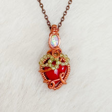 Load image into Gallery viewer, Opal x Red Jasper x Peridot Strawberry Pendant
