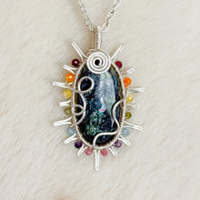 Load image into Gallery viewer, Kyanite x Rainbow Tourmaline Sun Pendant
