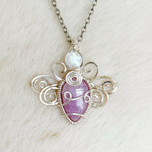Load image into Gallery viewer, Rainbow Moonstone x Kunzite Dragonfly Fairy Pendant
