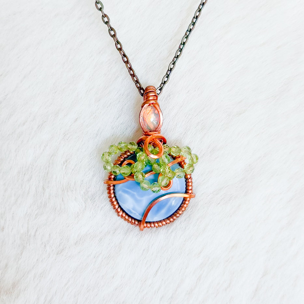 Blueberry Pendant- Ethiopian Opal, blue opal & peridot