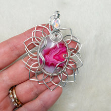 Load image into Gallery viewer, Opal x Pink Agate Sunflower Pendant
