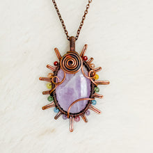 Load image into Gallery viewer, Kunzite x Rainbow Tourmaline Beaded Sun Pendant
