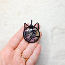 Load image into Gallery viewer, Rhodonite Cat Pendant
