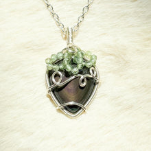 Load image into Gallery viewer, Rainbow Obsidian x Watermelon Tourmaline BlackBerry Pendant
