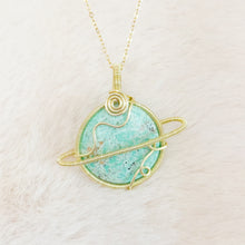 Load image into Gallery viewer, Turquoise Saturn Pendant
