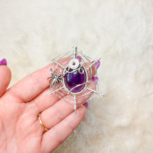 Load image into Gallery viewer, Amethyst Spiderweb Pendant

