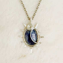 Load image into Gallery viewer, Iolite Moon Sun Pendant
