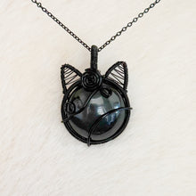 Load image into Gallery viewer, Rainbow Obsidian Cat Pendant
