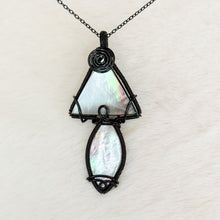 Load image into Gallery viewer, Black Mother of Pearl Mushroom Pendant

