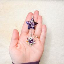 Load image into Gallery viewer, Titanium Aura Quartz Star x Amethyst Rainbow Tourmaline beaded Sun Pendant
