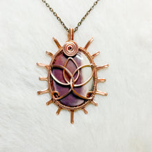 Load image into Gallery viewer, Mookaite Lotus Sun Pendant
