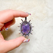 Load image into Gallery viewer, Amethyst Beaded Sun Pendant
