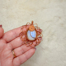 Load image into Gallery viewer, Rainbow Moonstone Moon Sunflower Pendant
