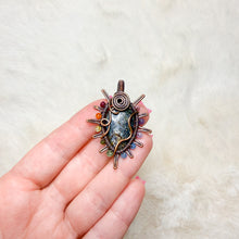 Load image into Gallery viewer, Kyanite x Rainbow Tourmaline Sun Pendant
