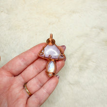 Load image into Gallery viewer, Kunzite x Rainbow Moonstone Mushroom Pendant
