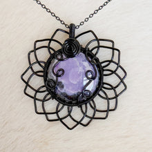 Load image into Gallery viewer, Charoite Sunflower Pendant
