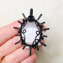 Load image into Gallery viewer, Selenite x Black &amp; White Tourmaline Sun Pendant

