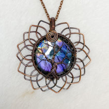 Load image into Gallery viewer, Rare Labradorite Tree of Life Sunflower Pendant

