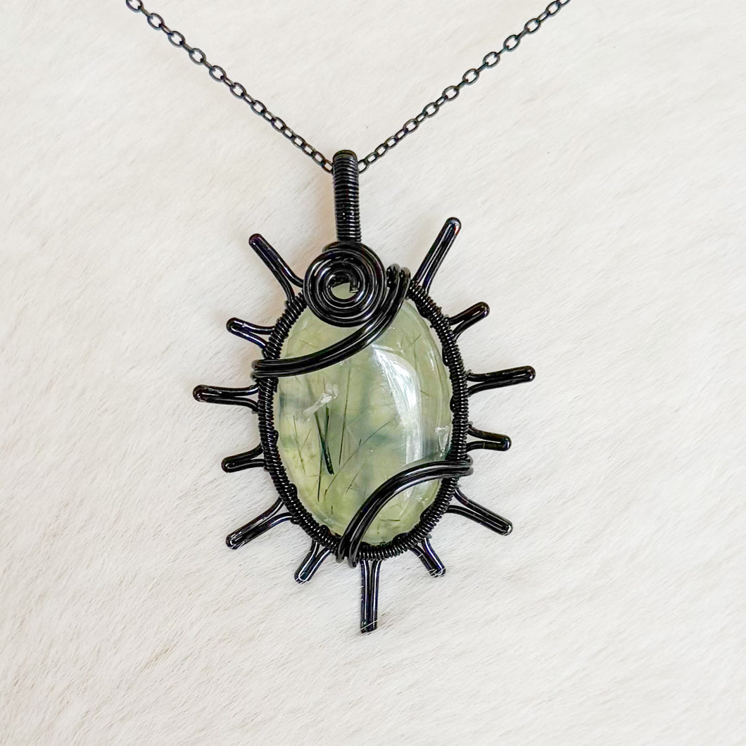 Prehnite Sun Pendant