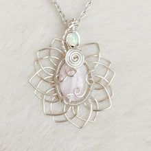Load image into Gallery viewer, Opal x Mangano Calcite Sunflower Pendant (glows under UV!)
