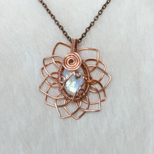 Load image into Gallery viewer, Rainbow Moonstone Mini Sunflower Pendant
